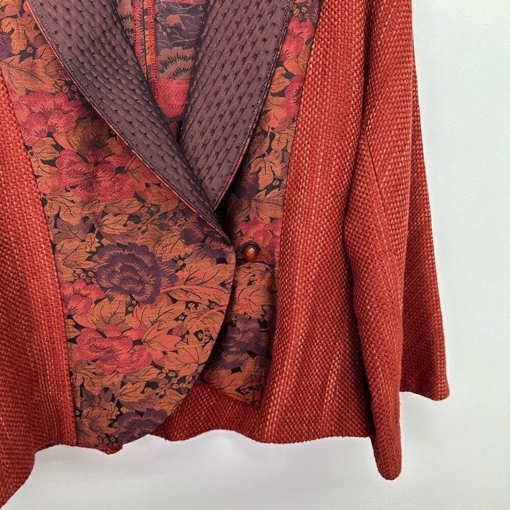 L. O'Neill Design Women’s Wearable Art Orange Unique Avant Boho Fashion Jacket - Picture 4 of 8